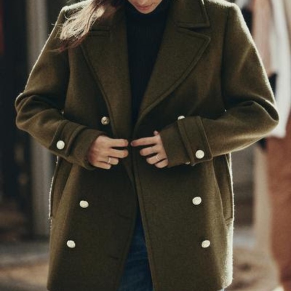 Zara Double Breasted Wool Blend Coat - Picture 2 of 3